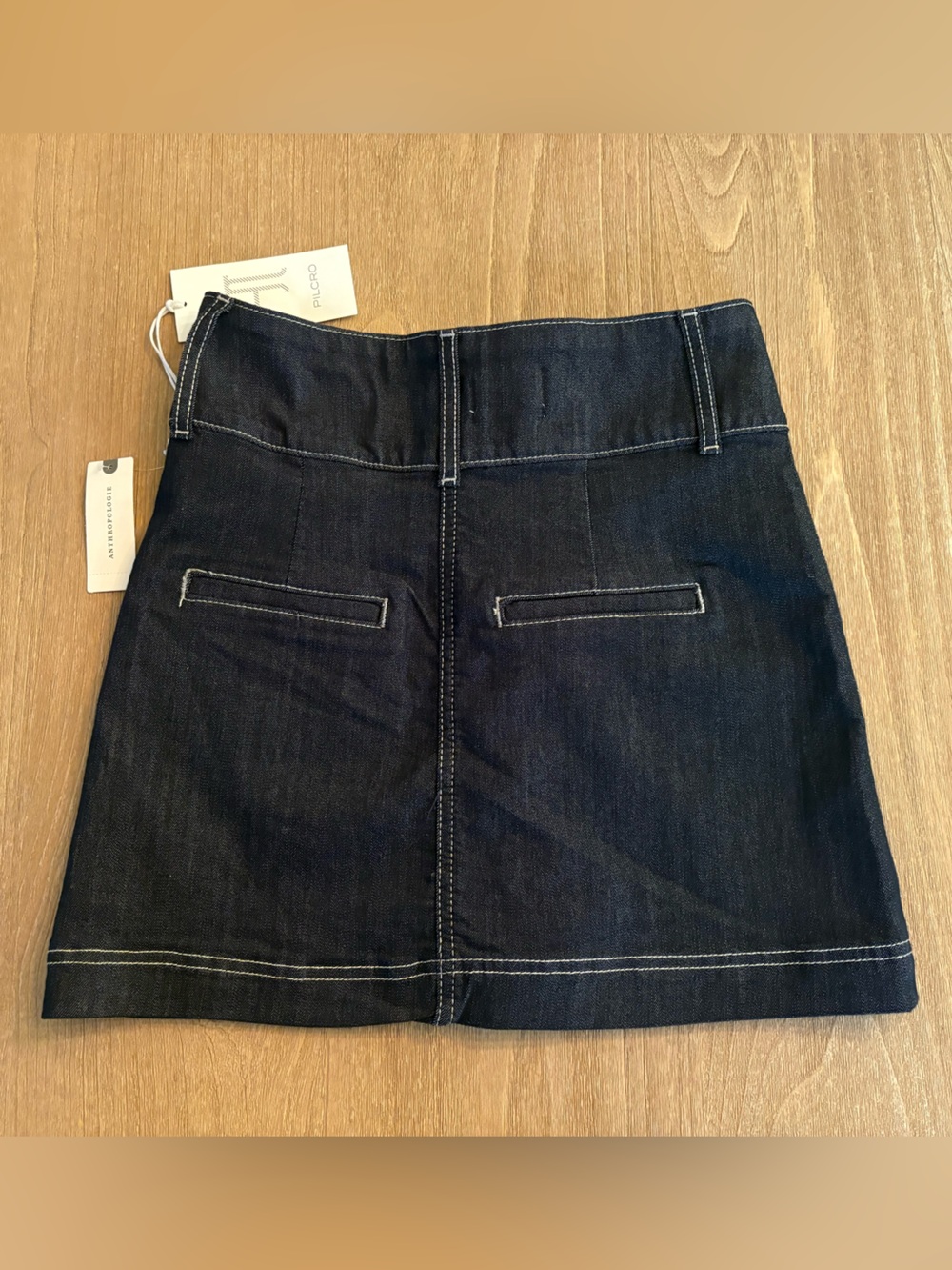 NWT Anthropologie Pilcro Button Front Denim Mini Skirt Size 2 Dark Medium Denim - Picture 8 of 15